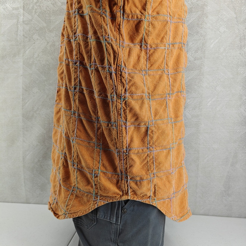 The Territory Ahead Shirt Mens XL Orange Grid Textured Cotton Rayon Long Sleeve - Picture 3 of 13